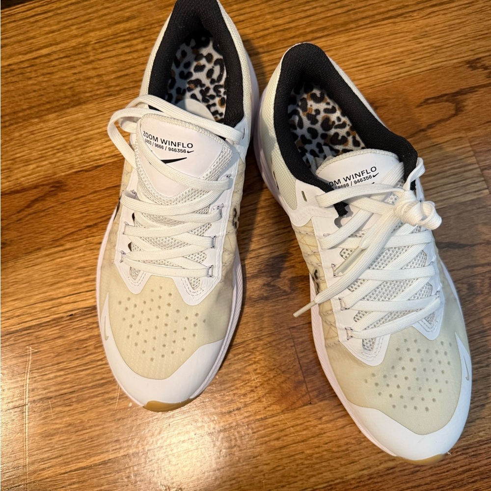 Nike Women's Cream and Leopard Print Athletic Shoes - Picture 2 of 5